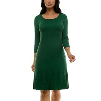 Women's Nina Leonard Elbow Sleeve Fit-&-Flare Dress