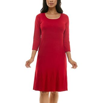 Women's Nina Leonard Elbow Sleeve Fit-&-Flare Dress