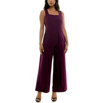 Women's Nina Leonard Squareneck Wide-Leg Jumpsuit