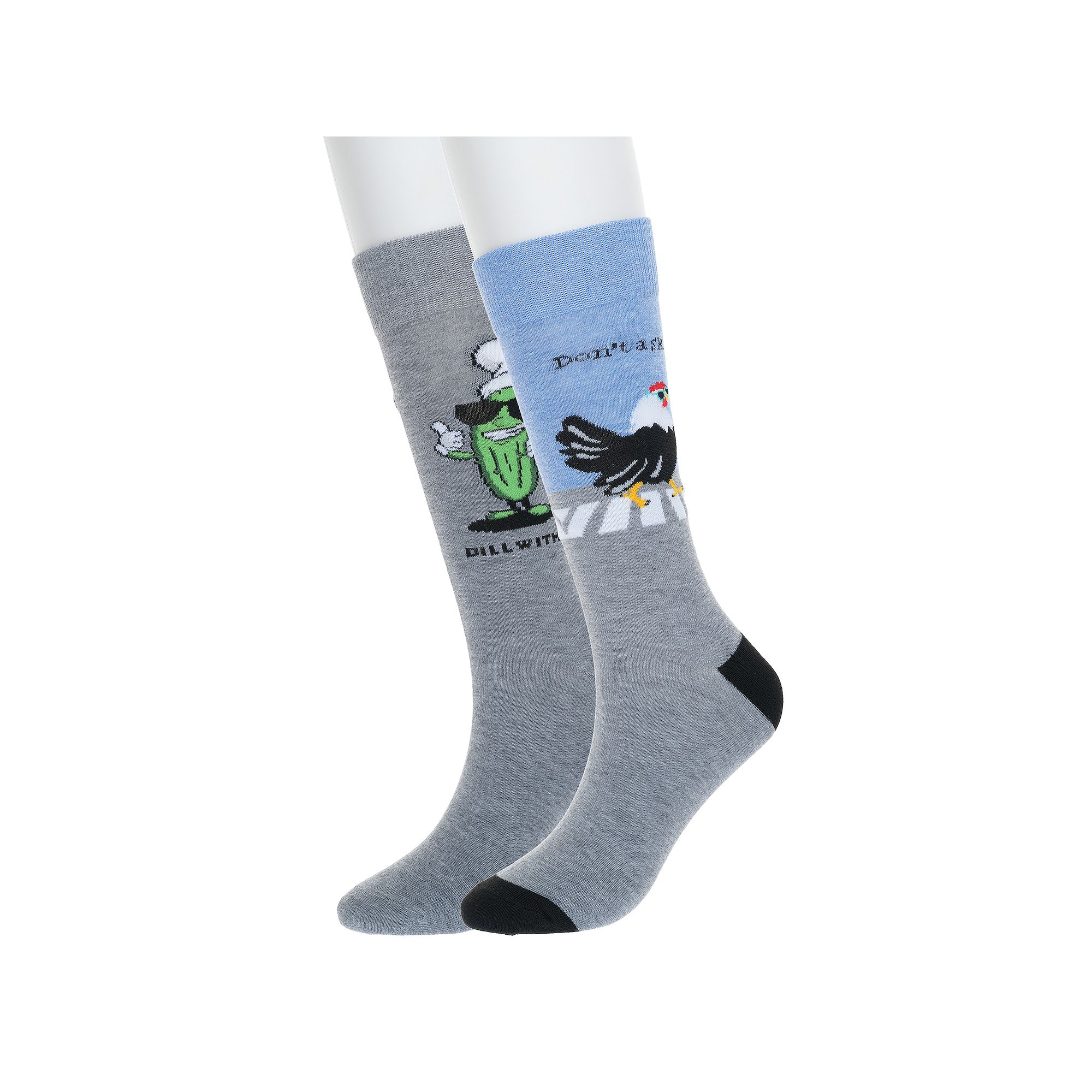 Mens Twisted Toes 2-Pack Novelty Socks, Pickle Chicken