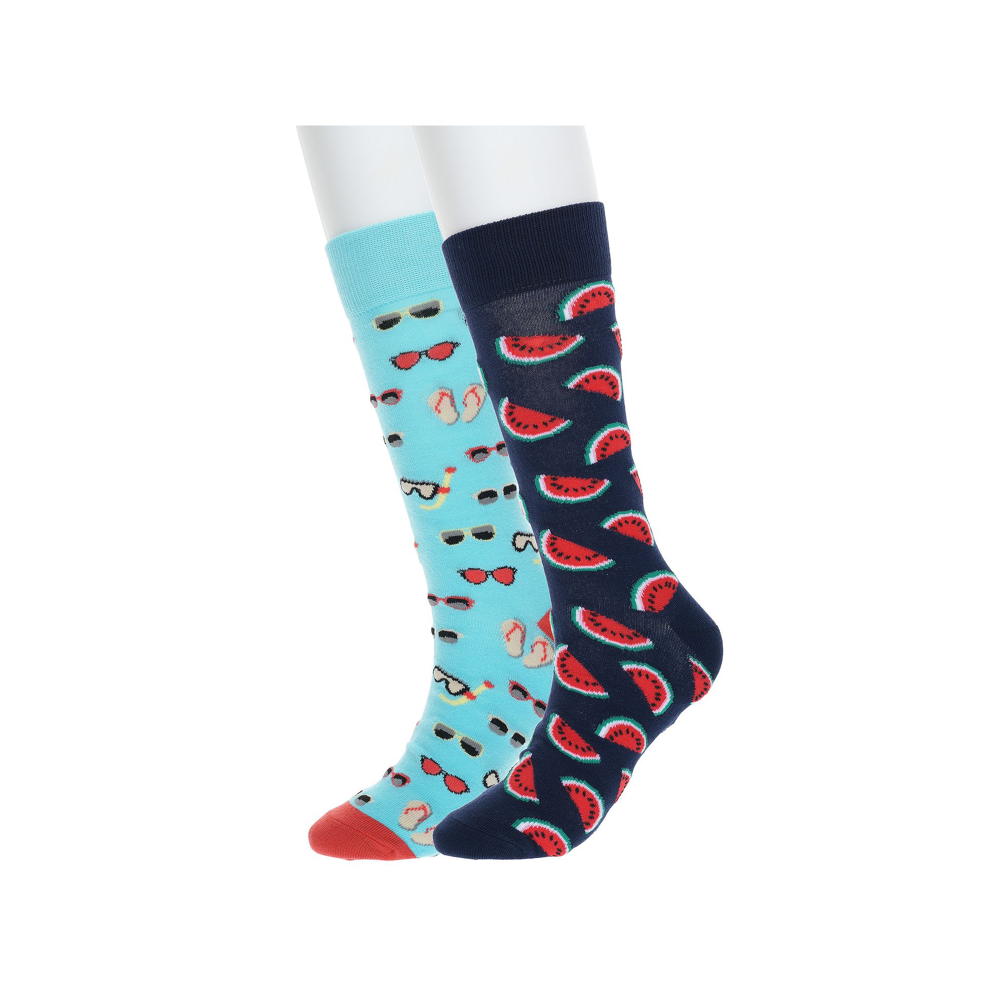 Mens Twisted Toes 2-Pack Novelty Socks, Summer Day