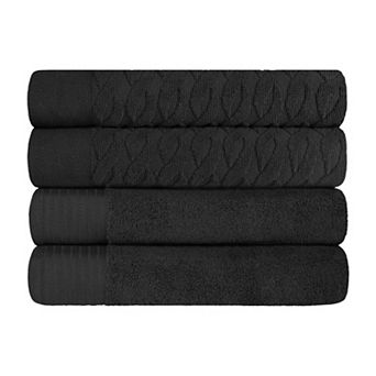 SUPERIOR 4 pc Herringbone Turkish Cotton Bath Towel Set