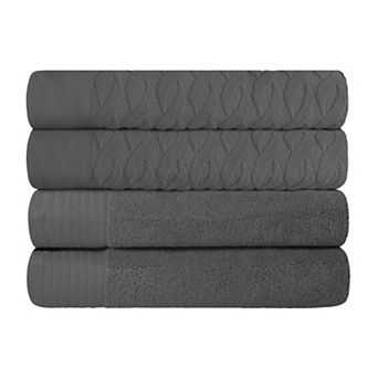 SUPERIOR 4 pc Herringbone Turkish Cotton Bath Towel Set