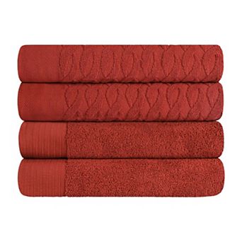 SUPERIOR 4 pc Herringbone Turkish Cotton Bath Towel Set