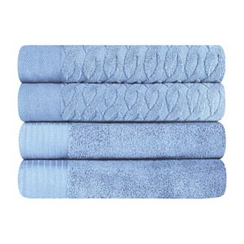 SUPERIOR 4 pc Herringbone Turkish Cotton Bath Towel Set