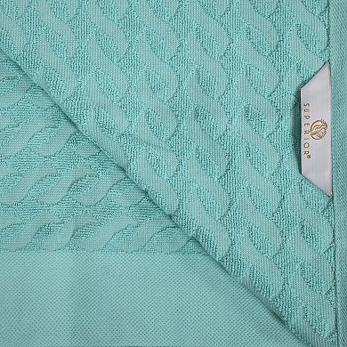 SUPERIOR 12 Pc Herringbone Turkish Cotton Washcloth Set