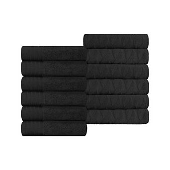 SUPERIOR 12 pc Herringbone Turkish Cotton Washcloth Set