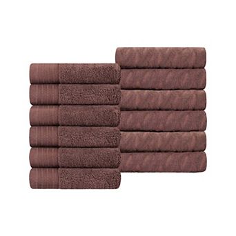 SUPERIOR 12 pc Herringbone Turkish Cotton Washcloth Set