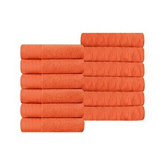 SUPERIOR 12 pc Herringbone Turkish Cotton Washcloth Set