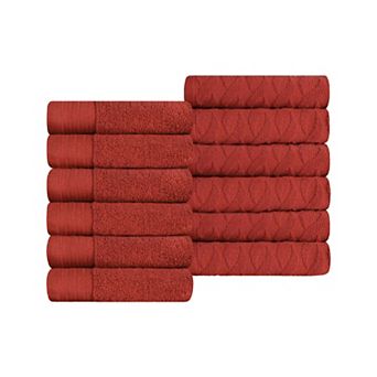 SUPERIOR 12 pc Herringbone Turkish Cotton Washcloth Set