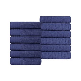 SUPERIOR 12 pc Herringbone Turkish Cotton Washcloth Set