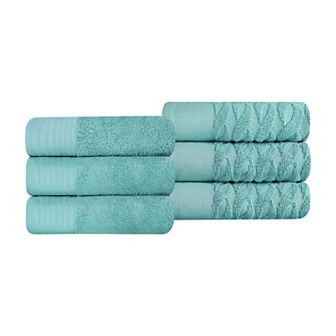 SUPERIOR 6 pc Herringbone Turkish Cotton Hand Towel Set