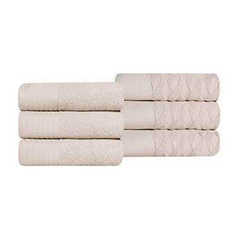 SUPERIOR 6 pc Herringbone Turkish Cotton Hand Towel Set