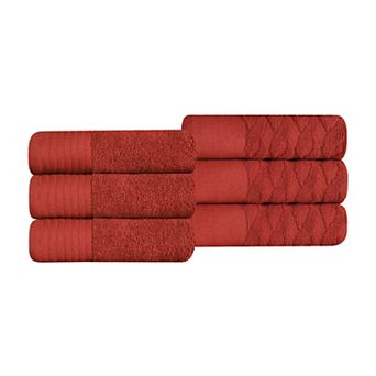 SUPERIOR 6 pc Herringbone Turkish Cotton Hand Towel Set