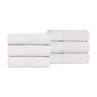SUPERIOR 6 pc Herringbone Turkish Cotton Hand Towel Set
