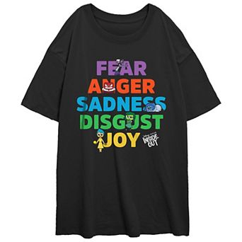 Disney / Pixar's Inside Out Emotions List Juniors' Oversized Graphic Tee