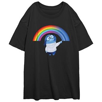 Disney / Pixar's Inside Out Sadness Rainbow Juniors' Oversized Graphic Tee