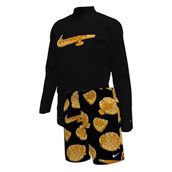 Boys Nike Little Kids' Waffle Long-Sleeve Hydroguard and Volley Shorts Set