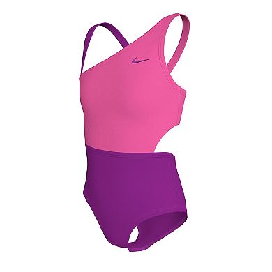 Girls 6-20 Nike Color Block Asymmetrical Monokini Swim Suit