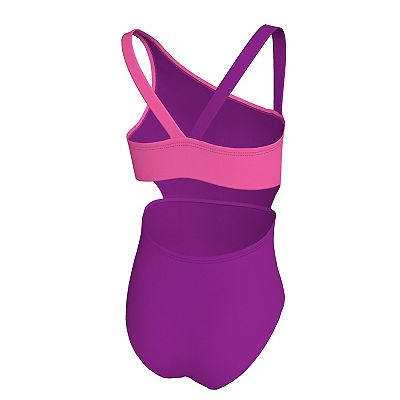 Girls 6-20 Nike Color Block Asymmetrical Monokini Swim Suit