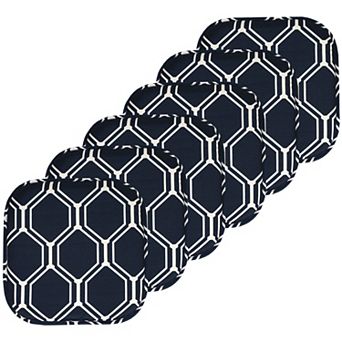 Sweet Home Mirage Hexagonal Print Memory Foam Chair Cushion 6 Pack