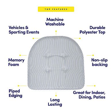 Sweet Home Pinstripe U Shaped Memory Foam Chair Cushion 2 Pack