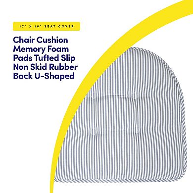 Sweet Home Pinstripe U Shaped Memory Foam Chair Cushion 2 Pack