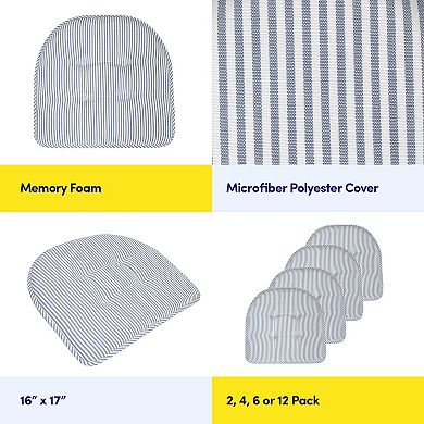 Sweet Home Pinstripe U Shaped Memory Foam Chair Cushion 6 Pack