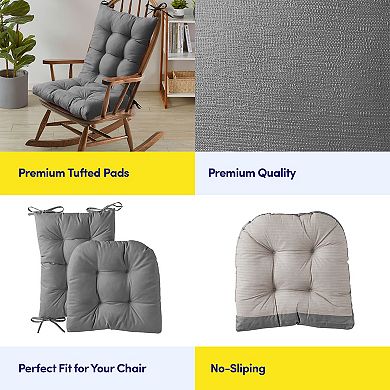 Sweet Home 2 Piece Tufted Non Slip Rocking Chair Cushion Set