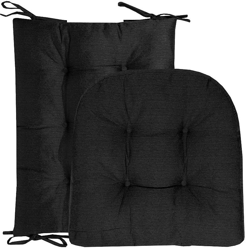 Sweet Home Collection 2 Piece Tufted Non Slip Rocking Chair Cushion Set Black