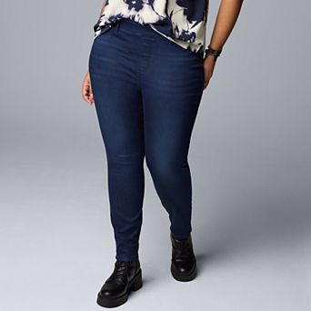 Plus Size Simply Vera Vera Wang Mid-Rise Denim Shaping Leggings