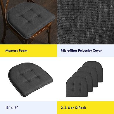 Sweet Home 2-Pack U-Shaped Memory Foam No-Slip Back Chair Cushions