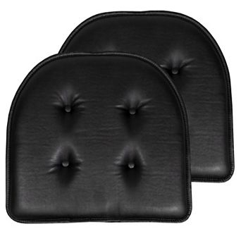 Sweet Home 2-Pack U-Shape Faux Leather Memory Foam Chair No-Slip Cushions