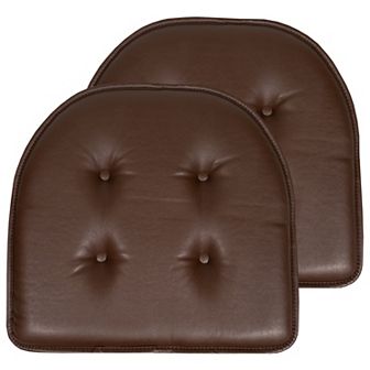 Sweet Home 2-Pack U-Shape Faux Leather Memory Foam Chair No-Slip Cushions