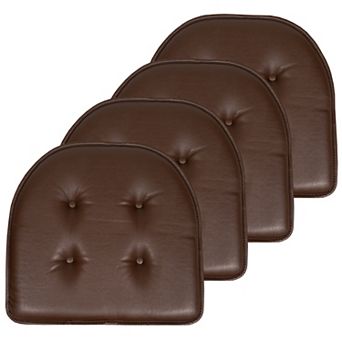 Sweet Home 4-Pack U-Shape Faux Leather Memory Foam Chair No-Slip Cushions