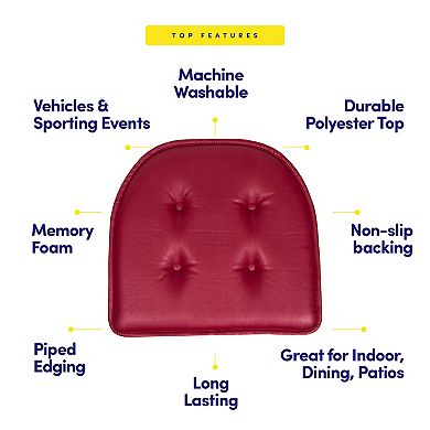 Sweet Home 6-Pack U-Shape Faux Leather Memory Foam Chair No-Slip Cushions