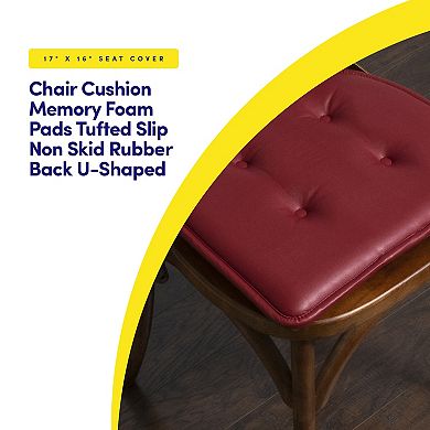 Sweet Home 6-Pack U-Shape Faux Leather Memory Foam Chair No-Slip Cushions