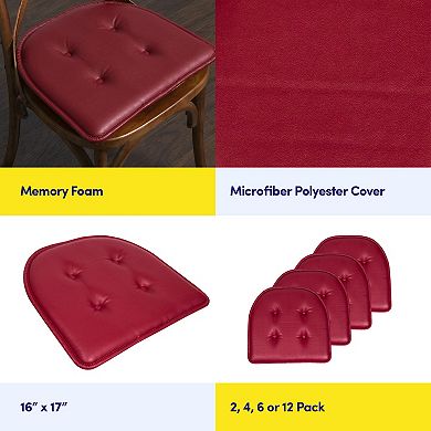 Sweet Home 6-Pack U-Shape Faux Leather Memory Foam Chair No-Slip Cushions