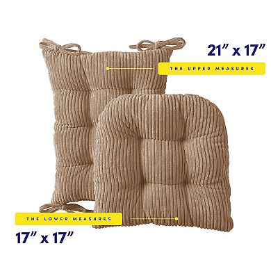 Sweet Home 2-Piece Ribbed Velvet Non-Slip Rocking Chair Cushion Set