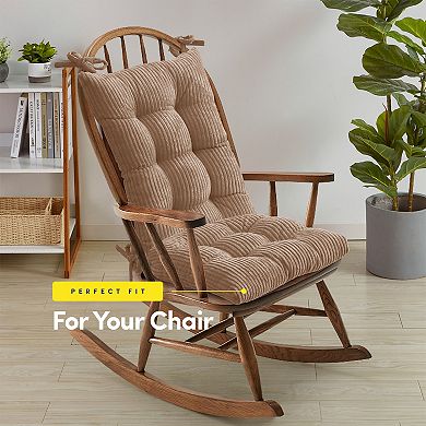 Sweet Home 2-Piece Ribbed Velvet Non-Slip Rocking Chair Cushion Set