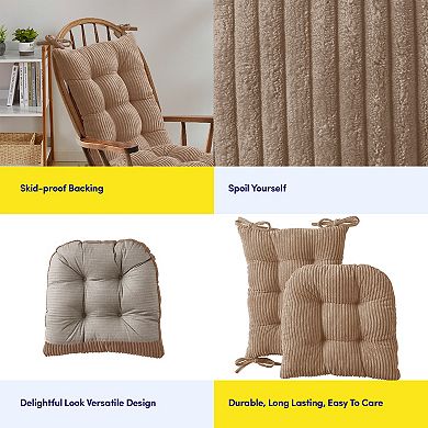Sweet Home 2-Piece Ribbed Velvet Non-Slip Rocking Chair Cushion Set