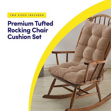 Sweet Home 2-Piece Ribbed Velvet Non-Slip Rocking Chair Cushion Set