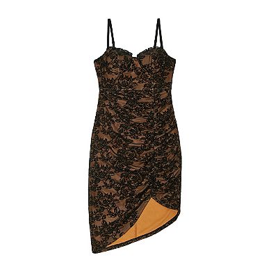 Juniors' Invitée Strappy Asymmetrical Bodycon Mini Dress