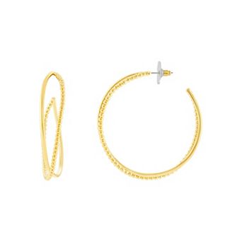 Emberly Beaded Intertwined C-Hoop Earrings