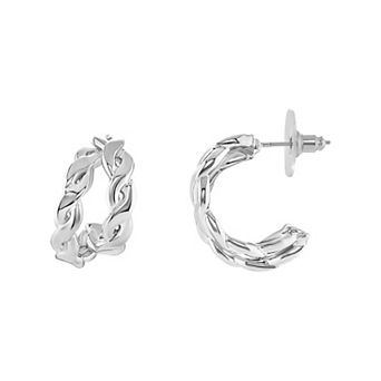 Emberly Polished Link C-Hoop Earrings