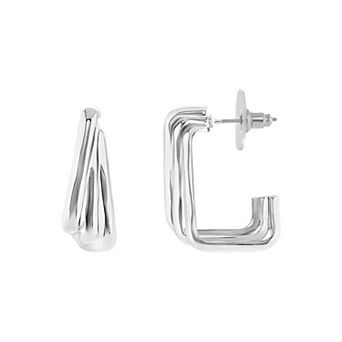 Emberly Polished Triple Square Hoop Earrings