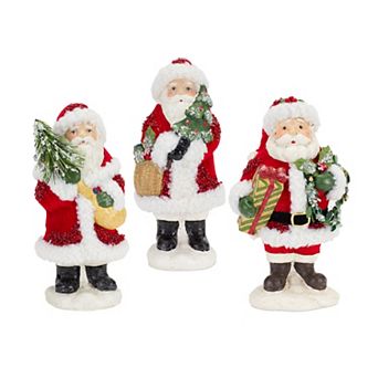 Melrose Santa Figurines with Presents Christmas Table Decor 3 pc Set