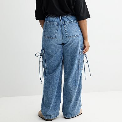 Juniors' Plus Size SO® Relaxed Fit Bow Cargo Wide Leg Pants