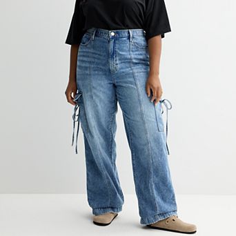 Juniors' Plus Size SO® Relaxed Fit Bow Cargo Wide Leg Pants