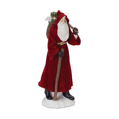 Melrose Hooded Traveling Santa Christmas Figurines 2-Piece Set